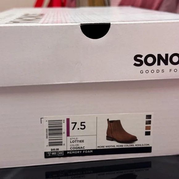NIB Cognac Chelsea Bootie with Memory Foam Footbed Sonoma - size 7.5 women’s - Picture 4 of 4